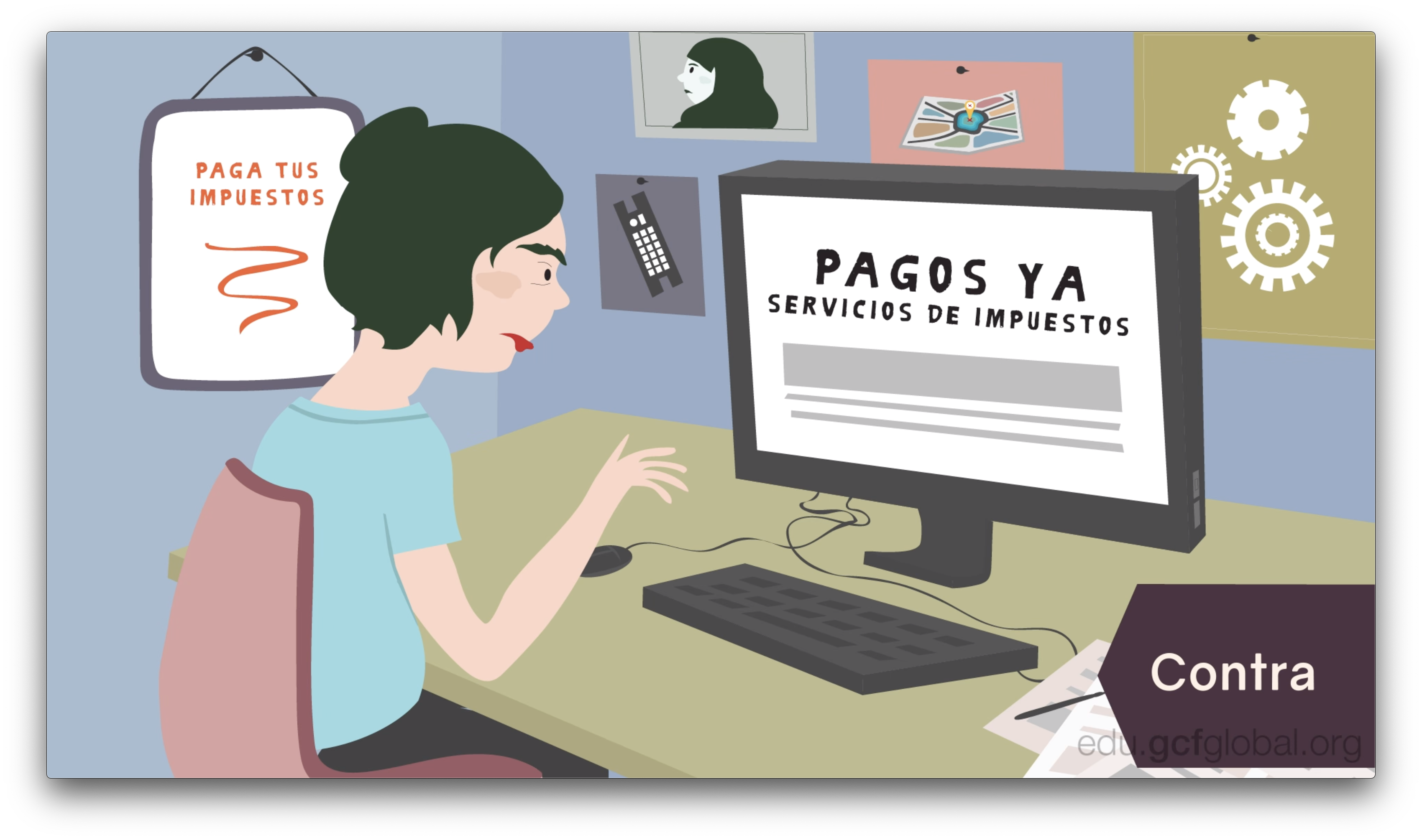 Imagen de una mujer pagando sus deudas por internet.